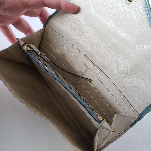 Chloe Tri-Color Wallet in Green, Peach, and Beige - Picture 4 of 13